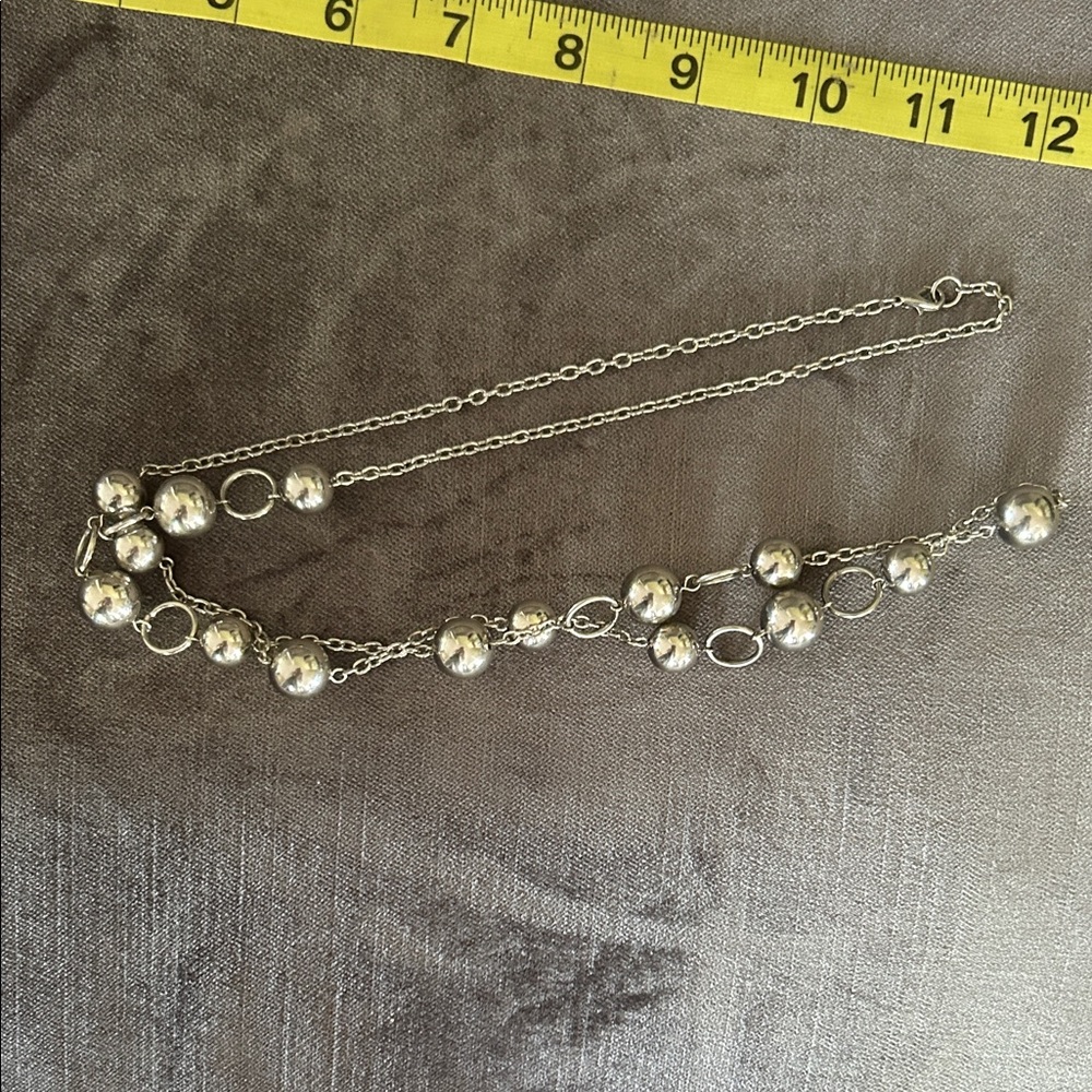 Elegant Silver Toned Beaded Necklace